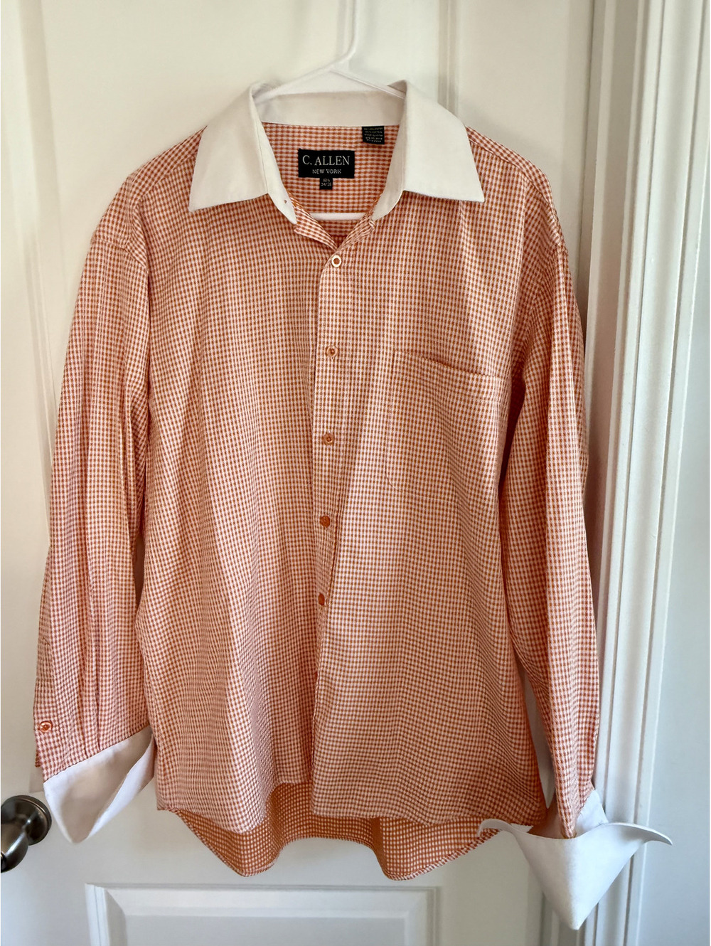 Grandpacore Vintage-Style Contrast Collar Dress Shirt -Check Professional